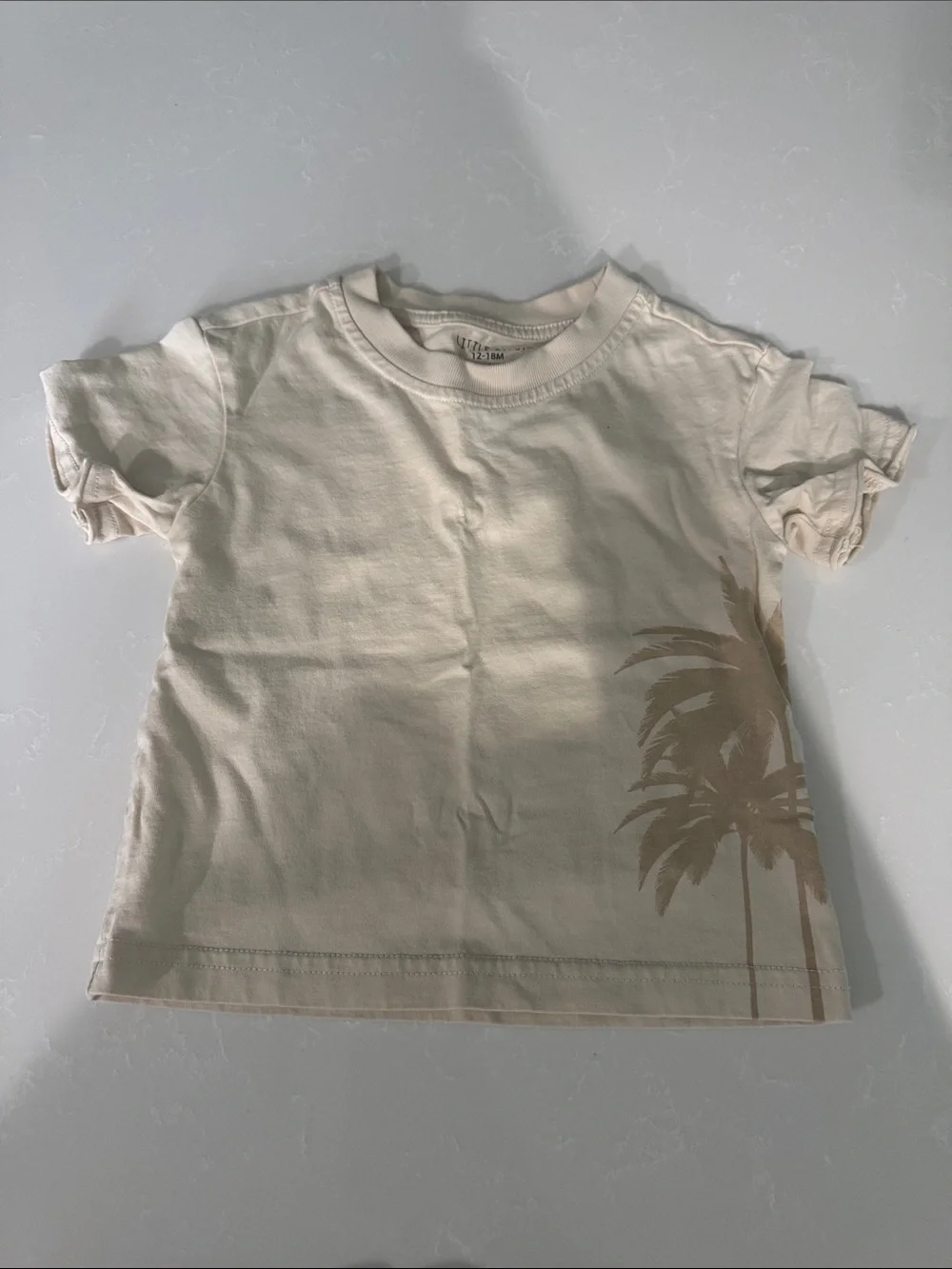 Little Bipsy Cream Palm-Print Tee & Shorts Set